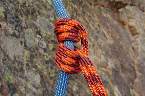 A small image of a prusik wrapped around a rope